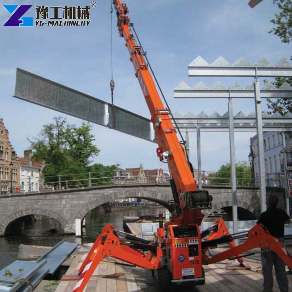 compact spider crane on site