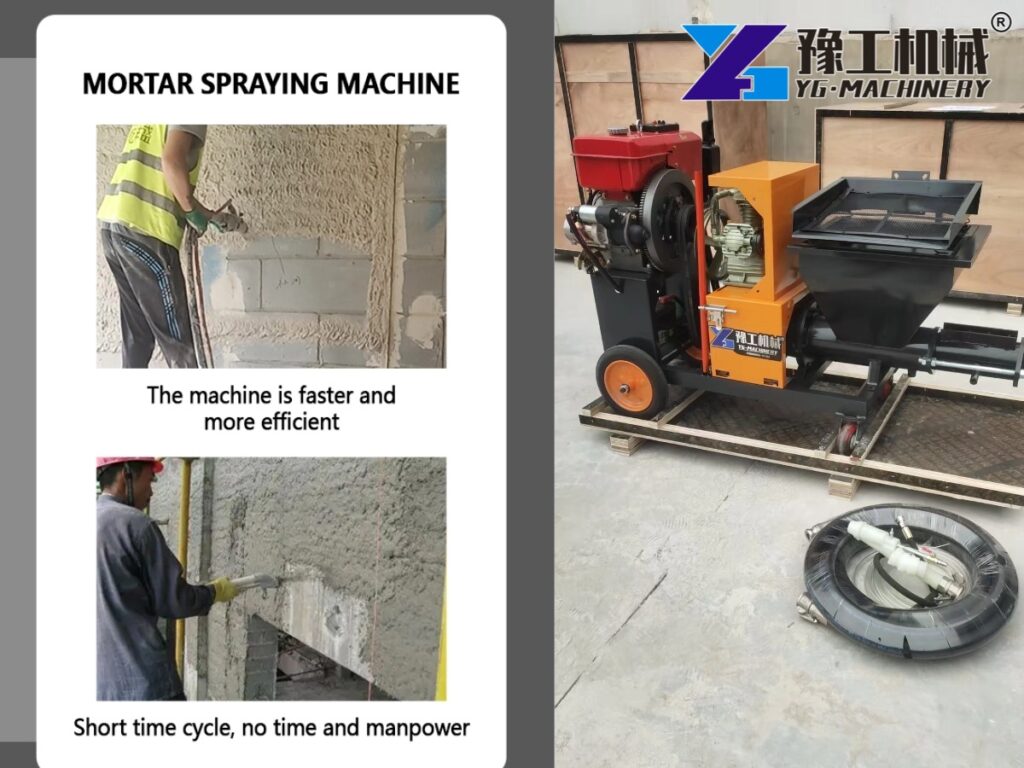 mortar spray pump with compressor