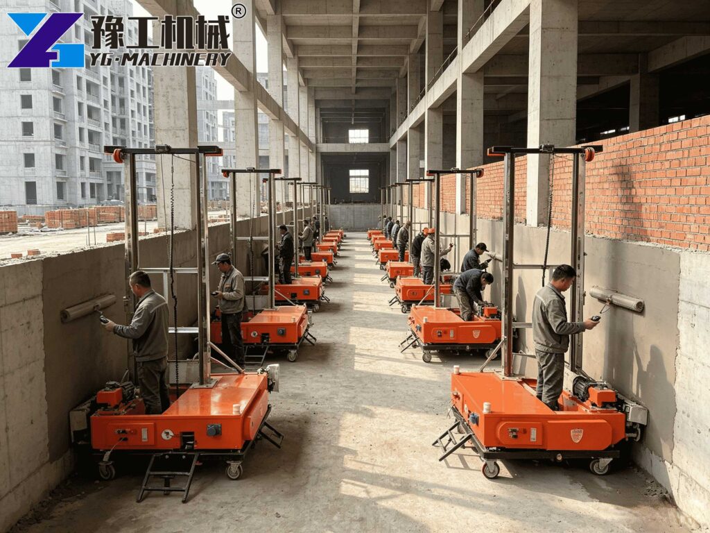 plastering machine on building site