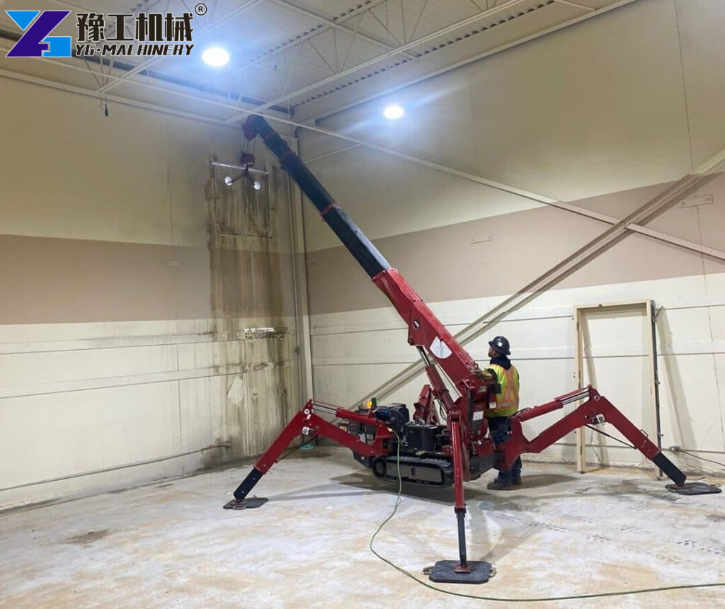 small crane operating in narrow space