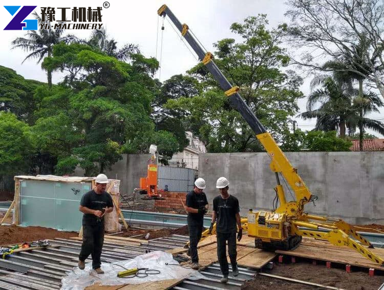 tracked crane on construction site