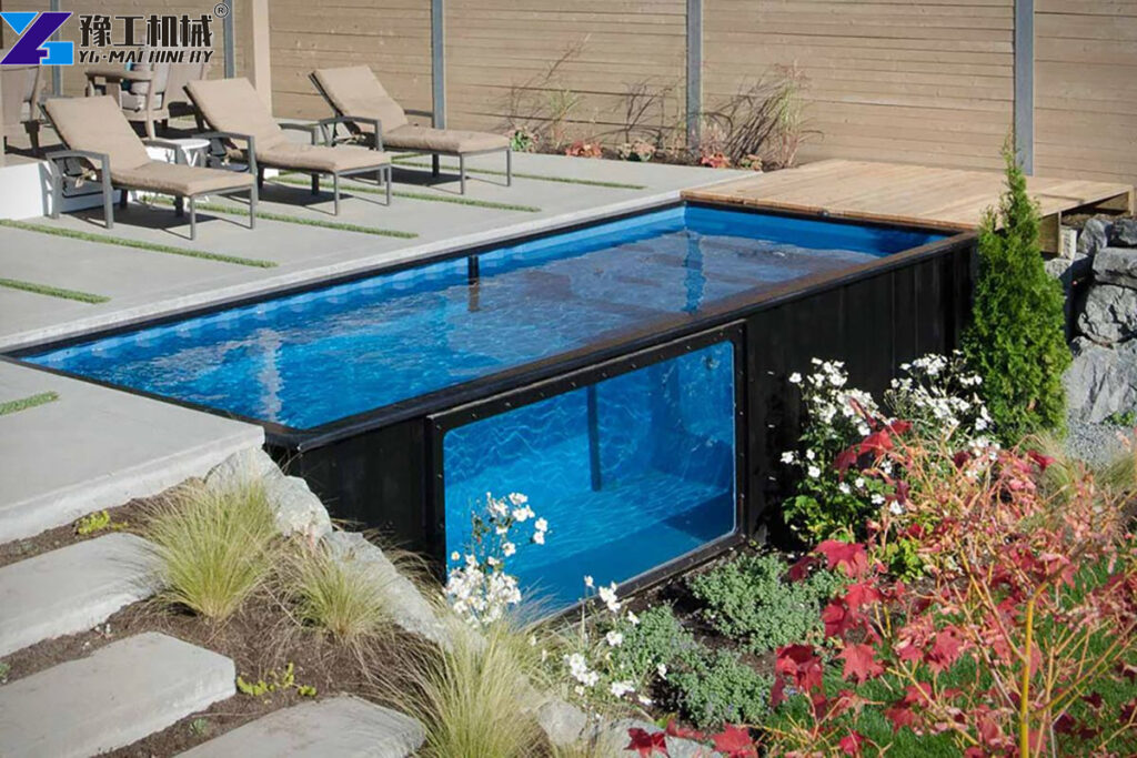 above ground container pool garden view