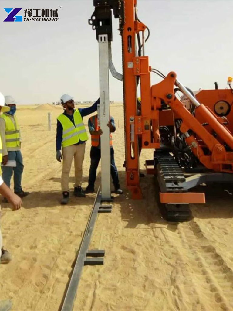 solar pile driver working site